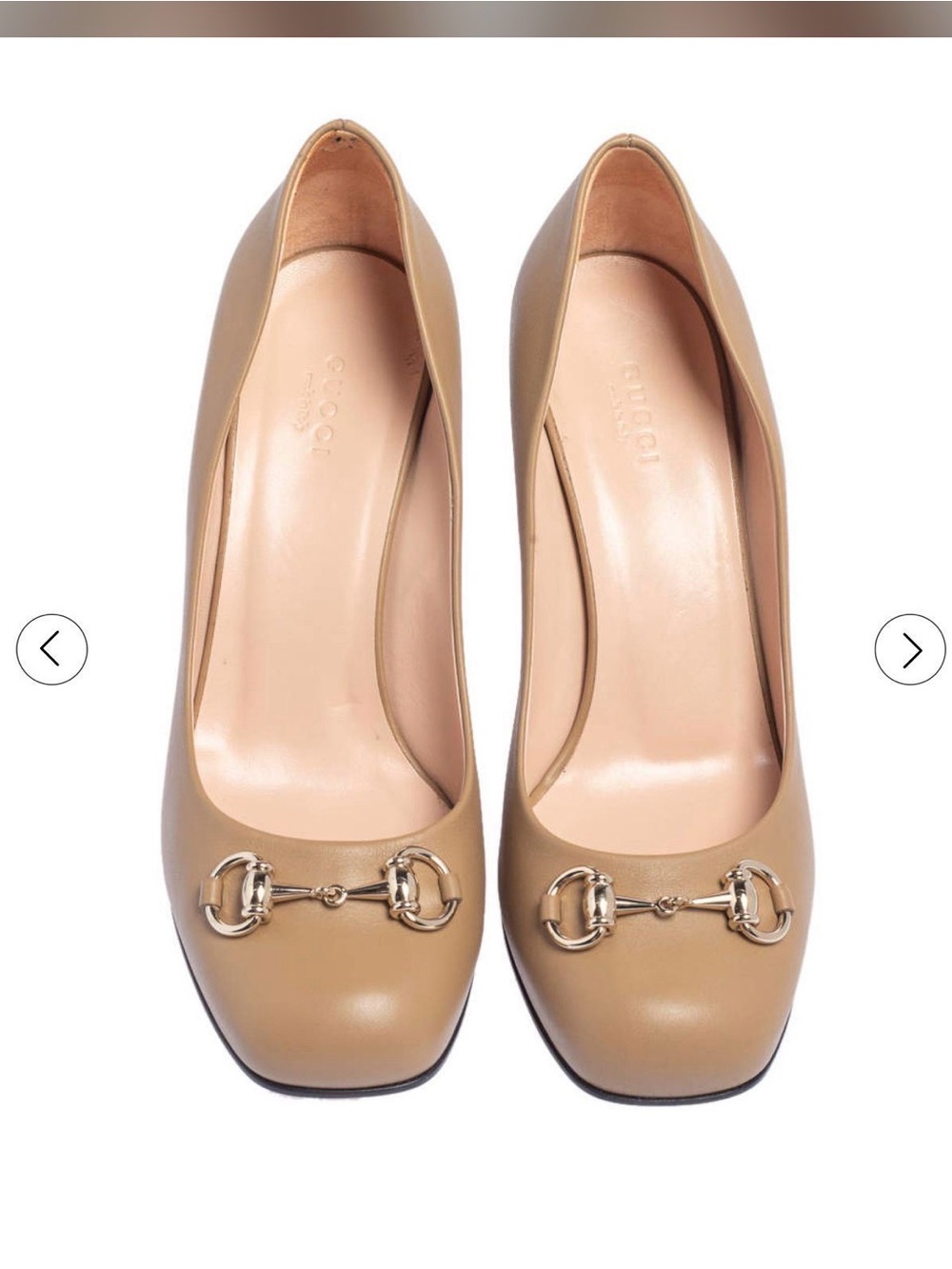 Gucci Beige Leather Horsebit Pumps